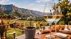 A glass of wine overlooking the Constantia valley