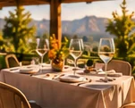 A table set on the terrace at Leeu Passant